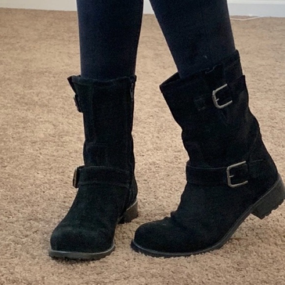 Davos Gomma Suede Edda boots 7.5 black buckles - Picture 8 of 8